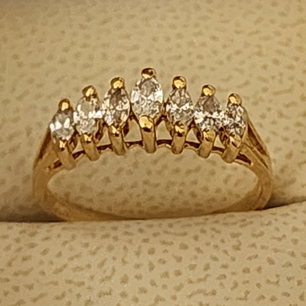 Vintage 1/2 Carat Marquise Anniversary 14K Yellow Gold Ring
